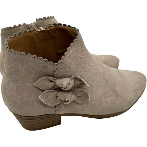 Jack Rogers Kali Suede Ankle Booties Gray 2 Bows Side Zip Prairie Size 6M - Picture 5 of 9